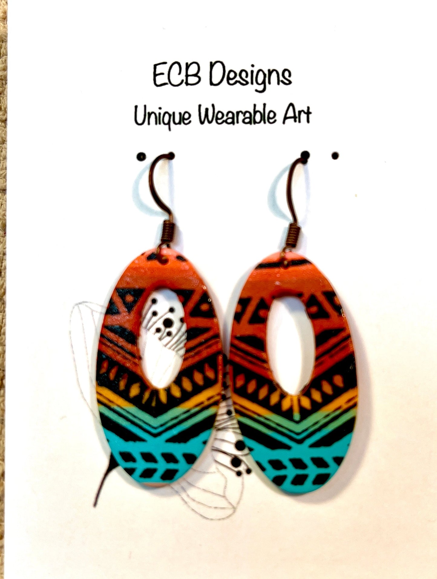 Boho Southwestern Oval Window Drops on Copper Wires
