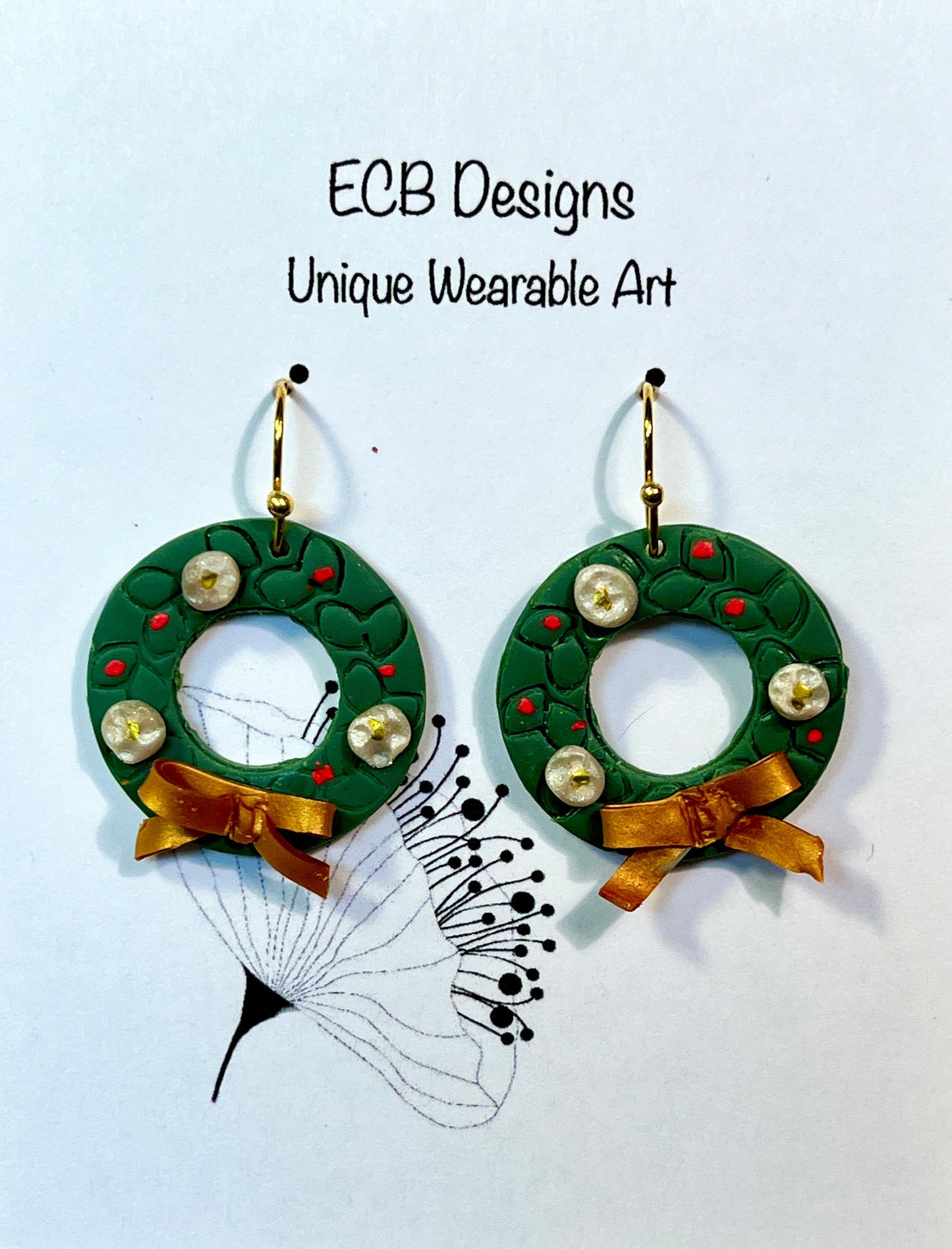 Christmas Wreath Wire Earrings