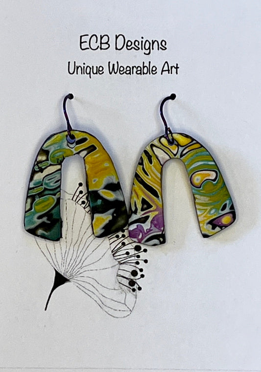 Upsidedown U Fun Shaped Earrings on Black Wires