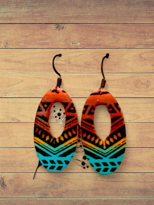 Boho Southwestern Oval Window Drops on Copper Wires