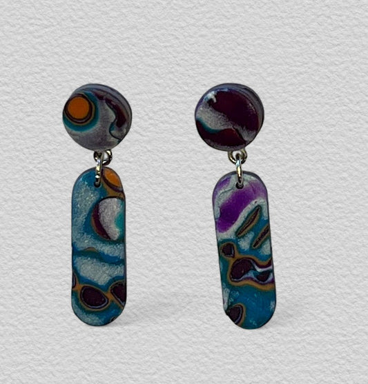 Elegant Shimmery Purple and Teal Post Earrings