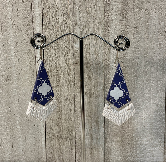 Purple and White Triangle on Silver Wires